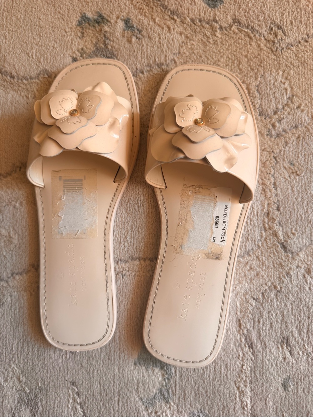 kate spade Nude Floral Slide Sandals